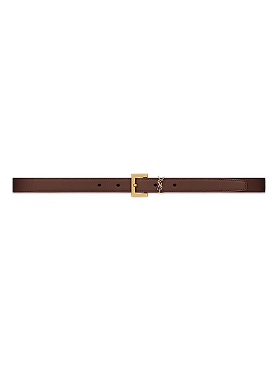 Cassandre Thin Belt with Square Buckle in Smooth Leather