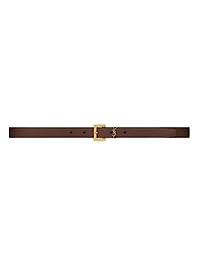 Cassandre Thin Belt with Square Buckle in Smooth Leather