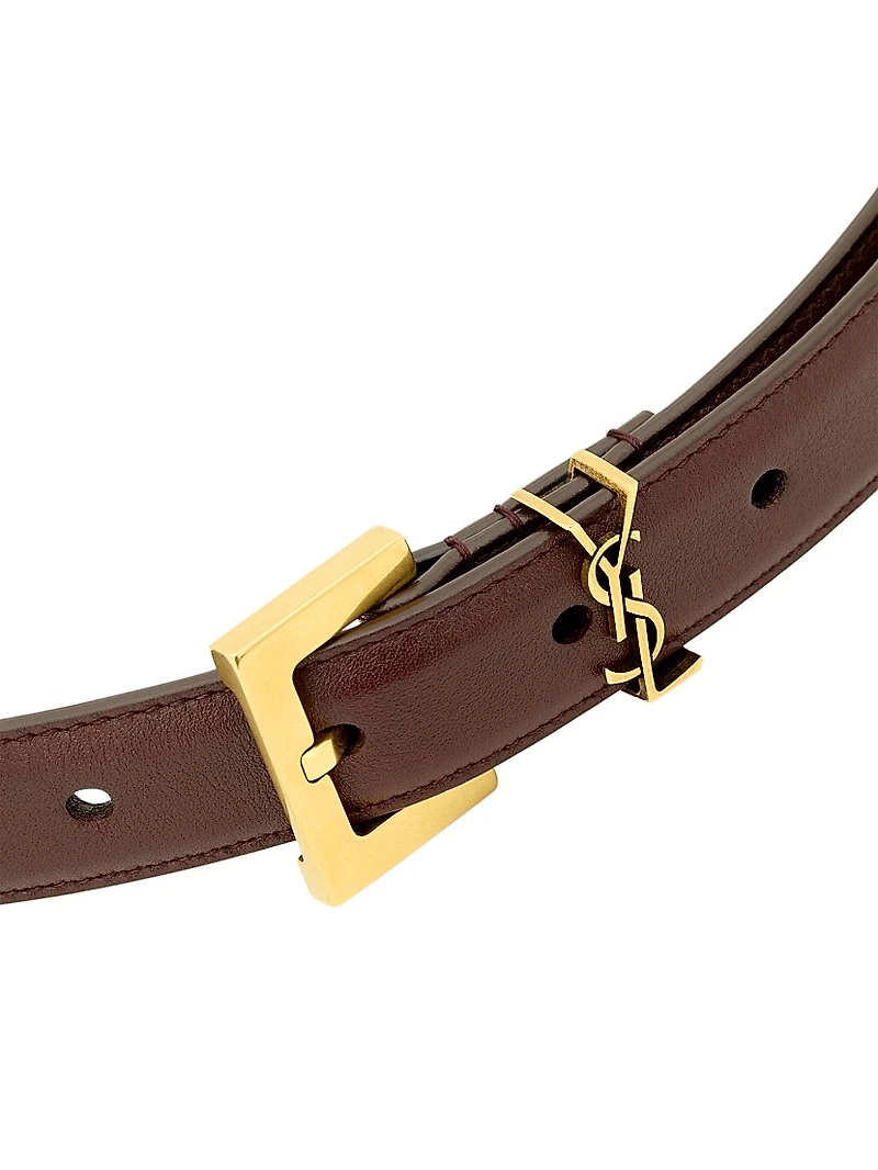 Cassandre Thin Belt with Square Buckle in Smooth Leather