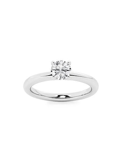 14K White Gold & Round Natural Diamond Solitaire Ring/0.75-2.00 TCW