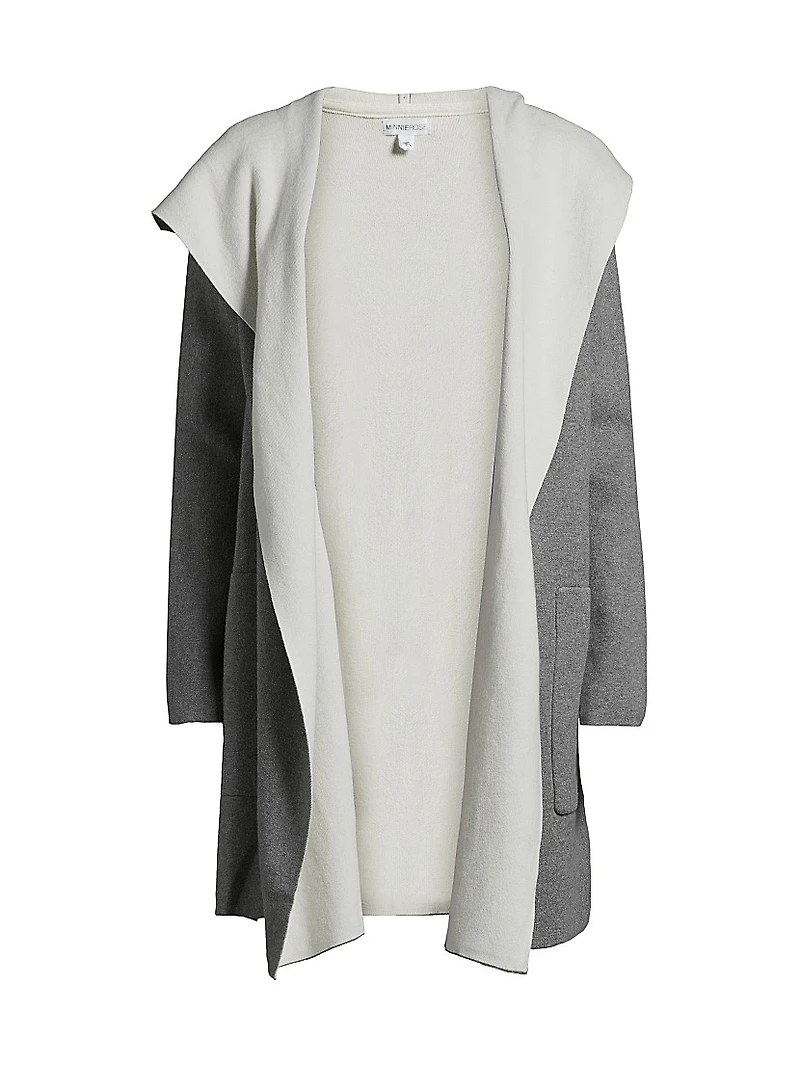 Cotton-Cashmere Reversible Hooded Coatigan