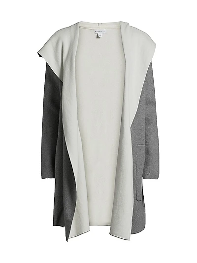 Cotton-Cashmere Reversible Hooded Coatigan
