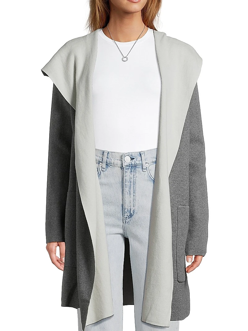 Cotton-Cashmere Reversible Hooded Coatigan