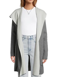 Cotton-Cashmere Reversible Hooded Coatigan