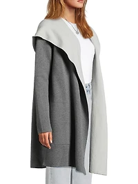 Cotton-Cashmere Reversible Hooded Coatigan