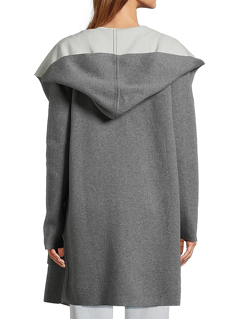 Cotton-Cashmere Reversible Hooded Coatigan