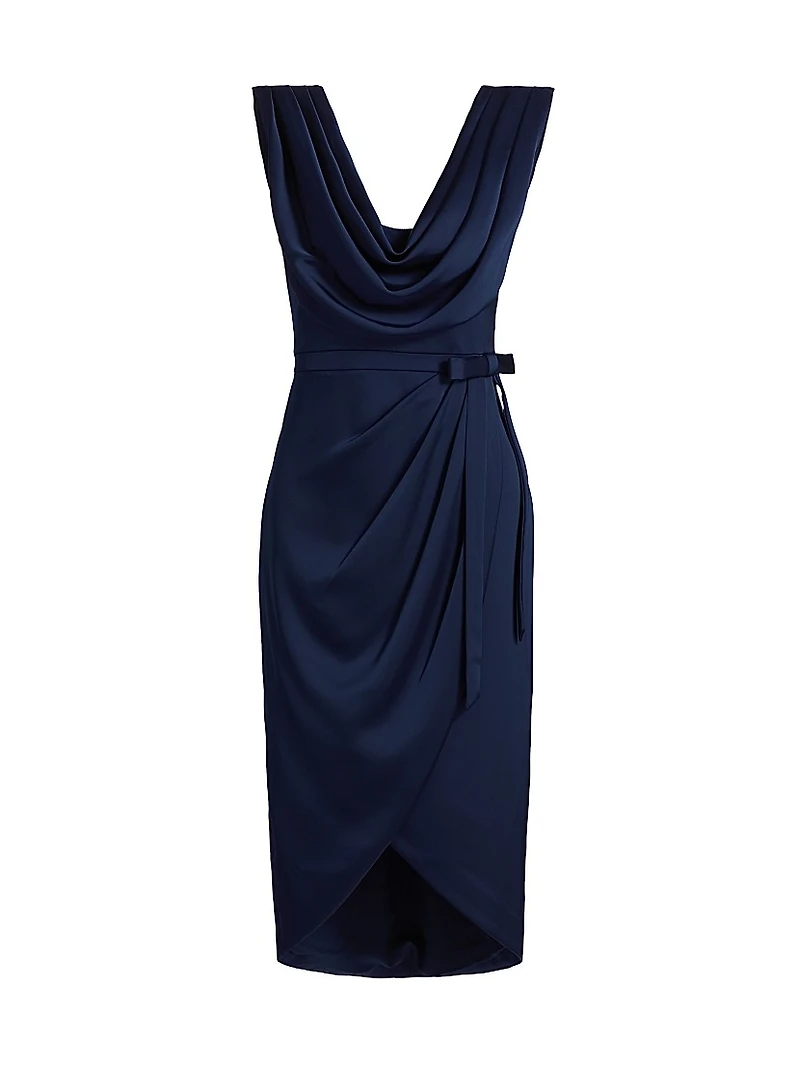 Stephanie Satin Wrap Cocktail Dress