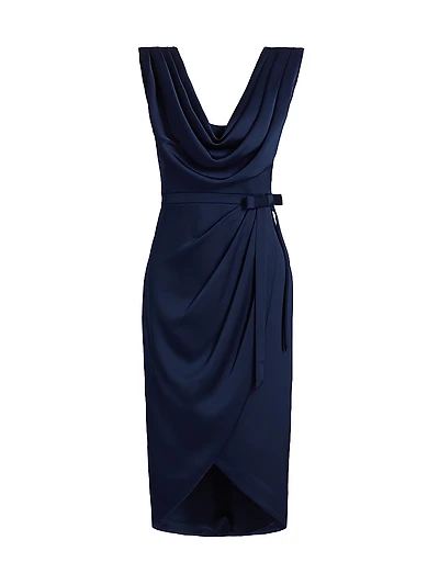 Stephanie Satin Wrap Cocktail Dress