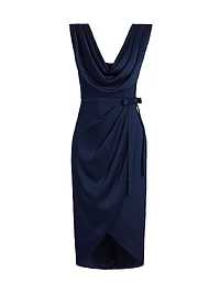 Stephanie Satin Wrap Cocktail Dress