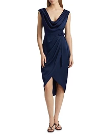 Stephanie Satin Wrap Cocktail Dress