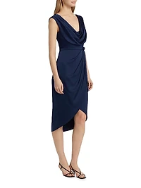 Stephanie Satin Wrap Cocktail Dress
