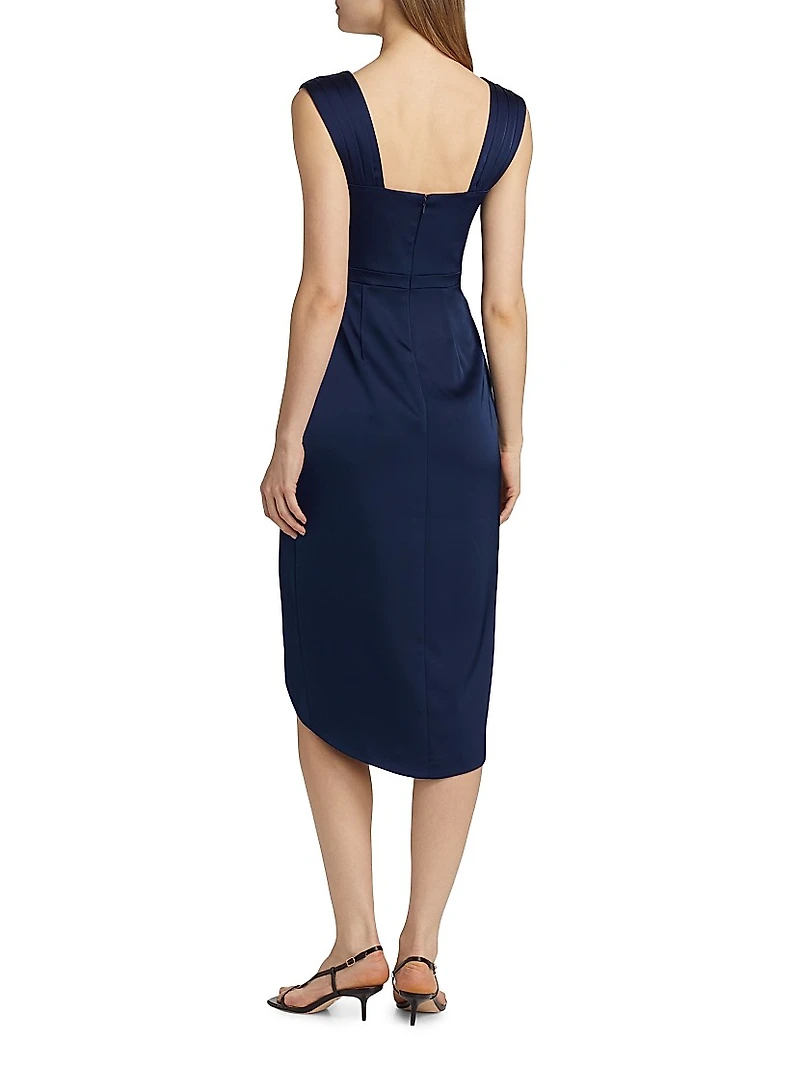 Stephanie Satin Wrap Cocktail Dress