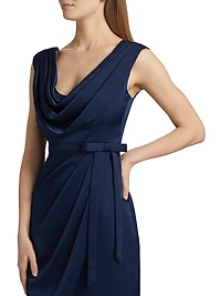 Stephanie Satin Wrap Cocktail Dress