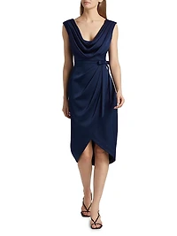 Stephanie Satin Wrap Cocktail Dress