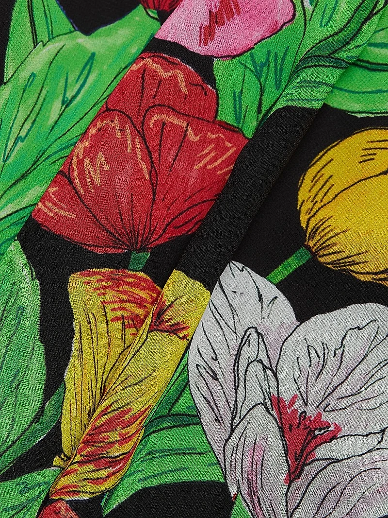 Tulip Rosette Ruffle Maxi Dress