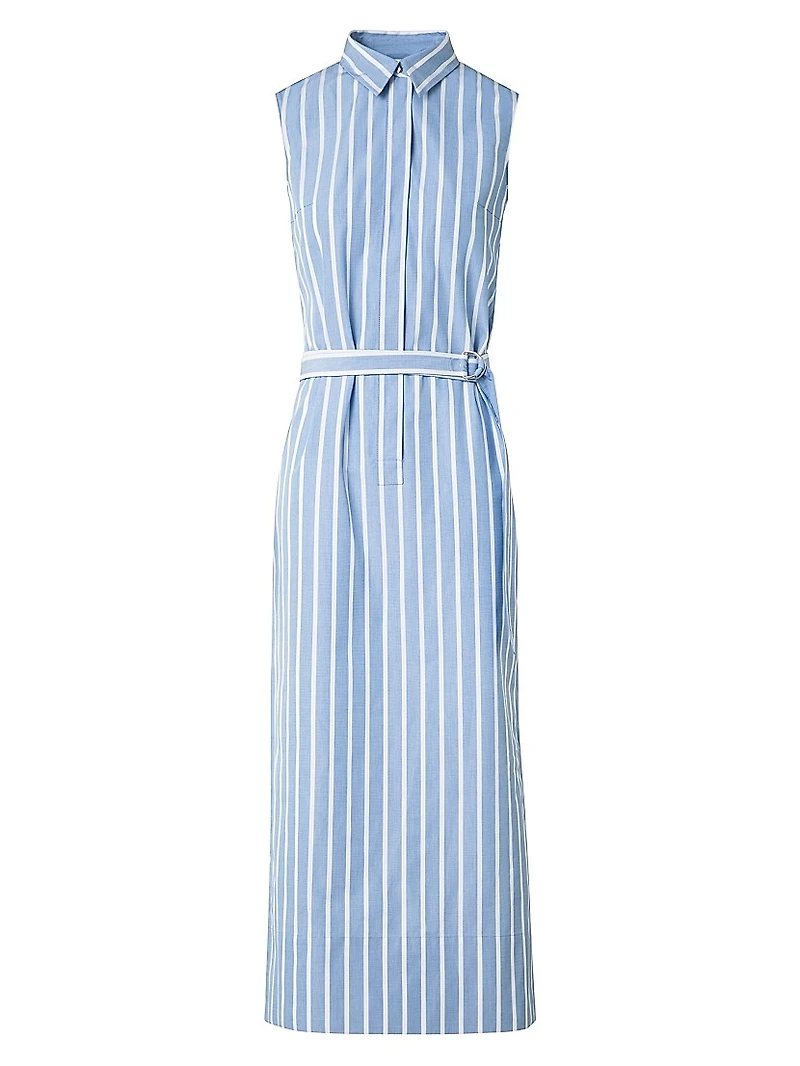 Striped Sleeveless Midi-Shirtdress
