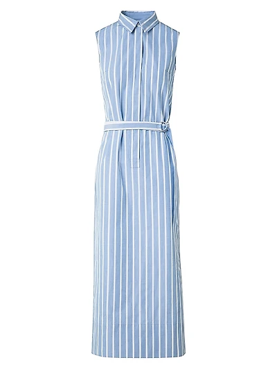 Striped Sleeveless Midi-Shirtdress