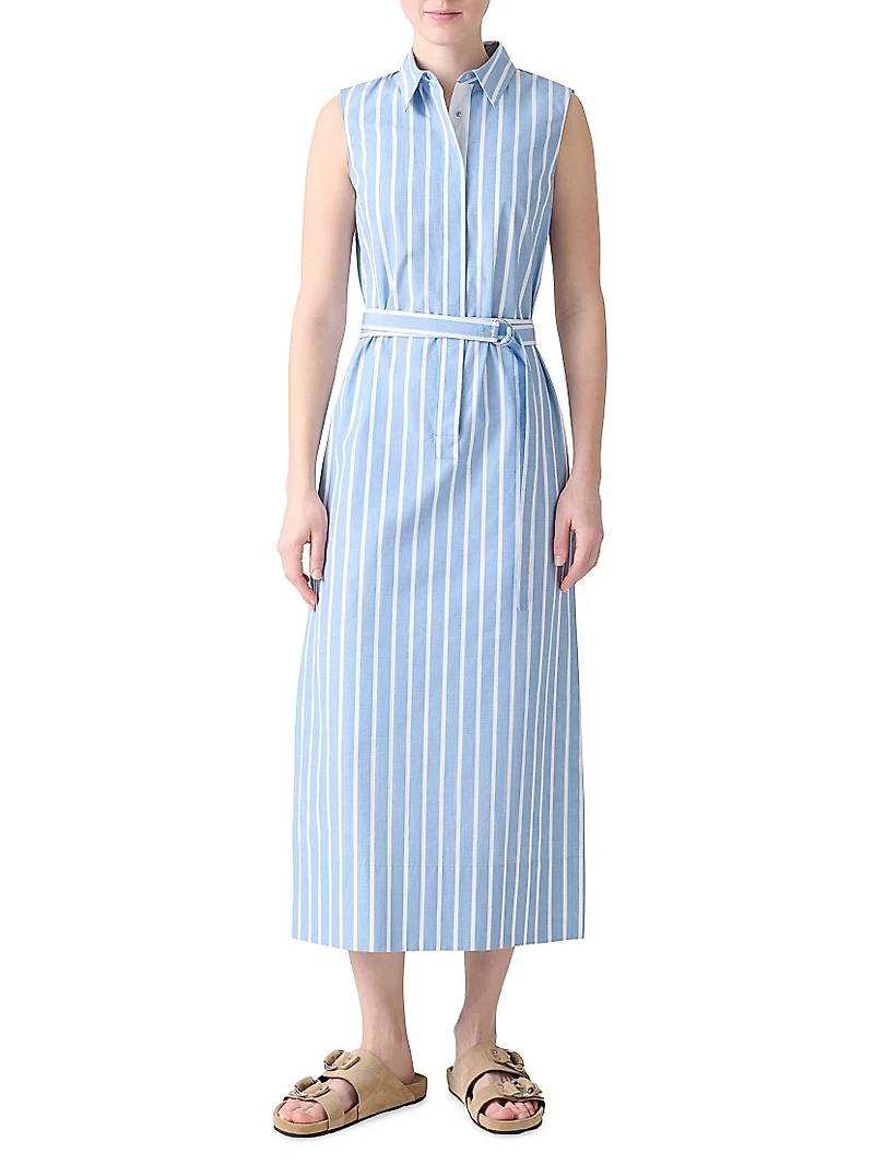 Striped Sleeveless Midi-Shirtdress