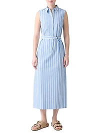 Striped Sleeveless Midi-Shirtdress