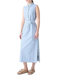 Striped Sleeveless Midi-Shirtdress