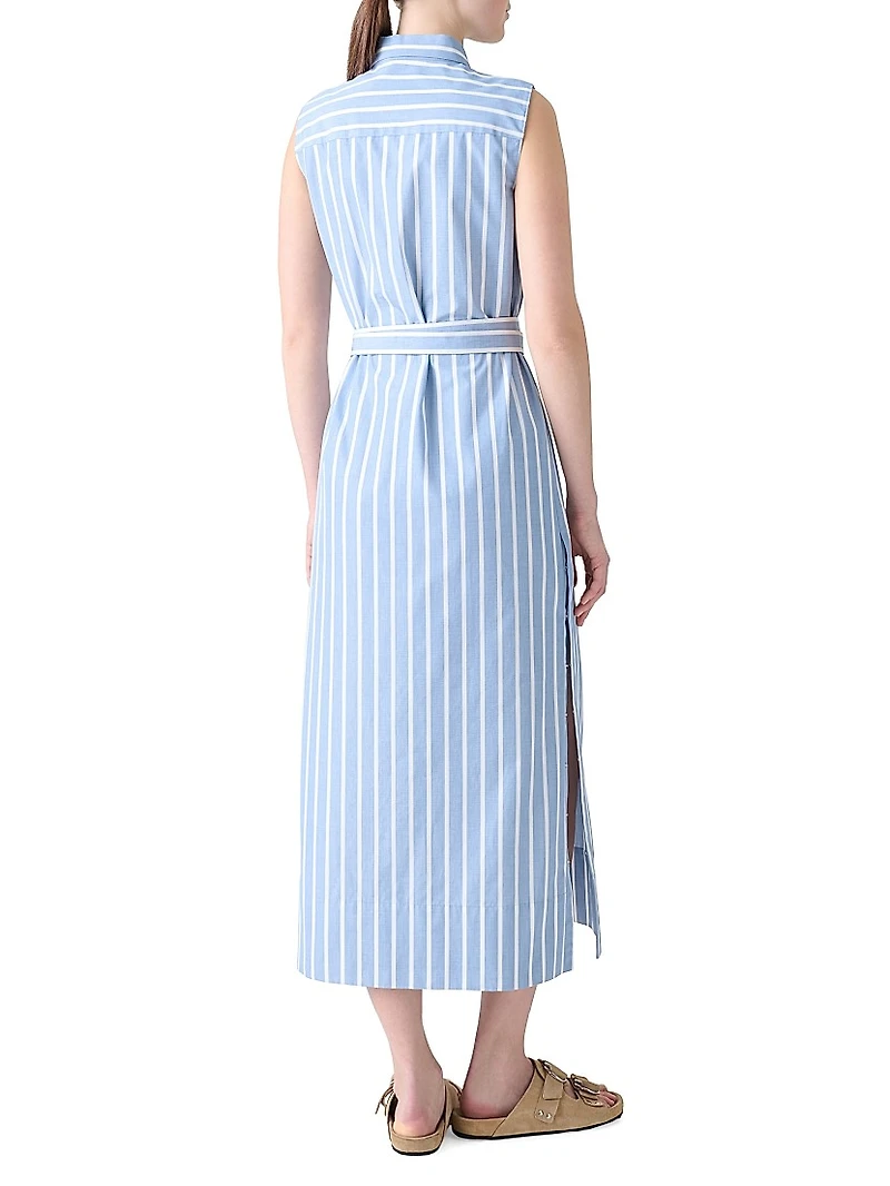 Striped Sleeveless Midi-Shirtdress