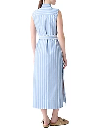 Striped Sleeveless Midi-Shirtdress
