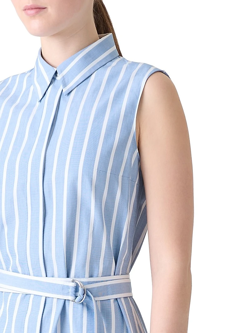 Striped Sleeveless Midi-Shirtdress