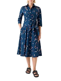 Confetti Printed Cotton Wrap Midi-Dress