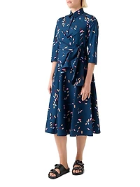 Confetti Printed Cotton Wrap Midi-Dress