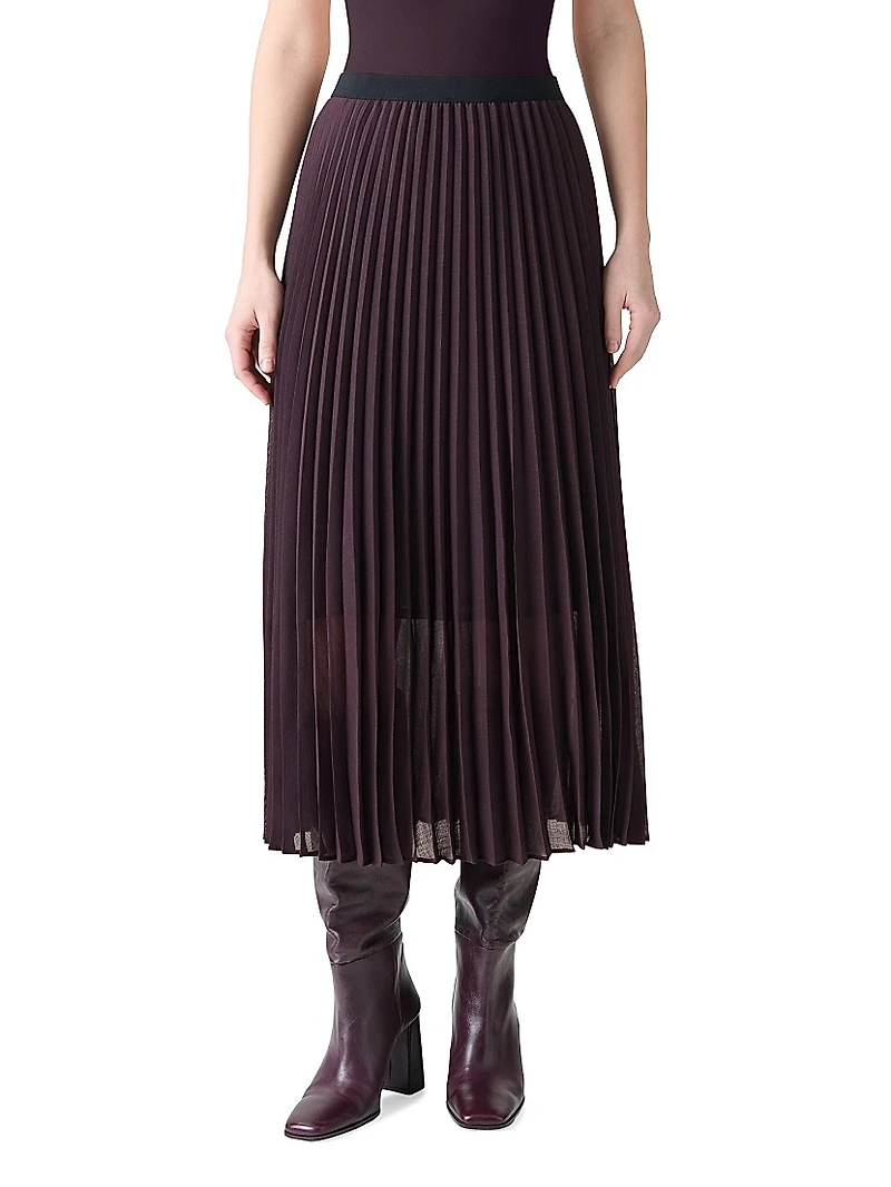 Pleated A-Line Midi-Skirt