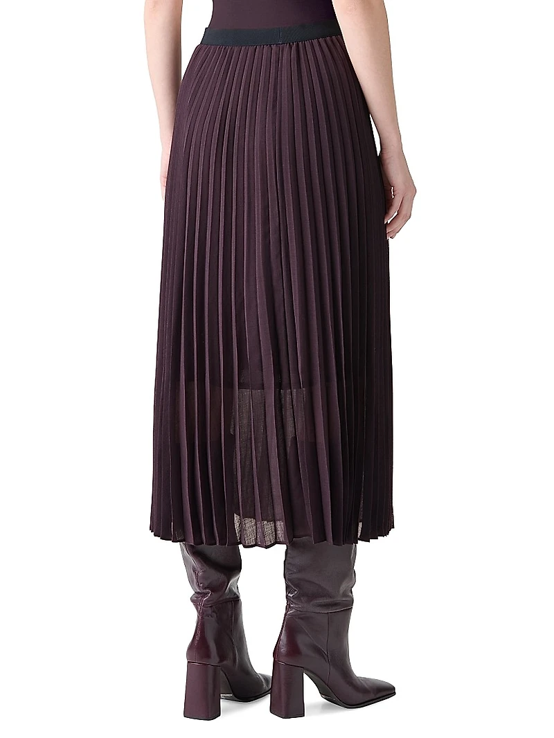 Pleated A-Line Midi-Skirt