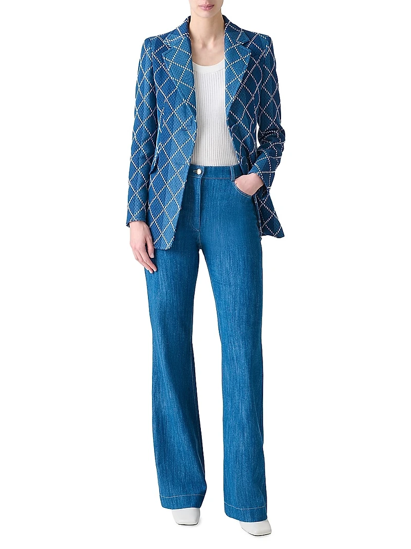 Cotton Diamond Jacquard Single-Breasted Jacket