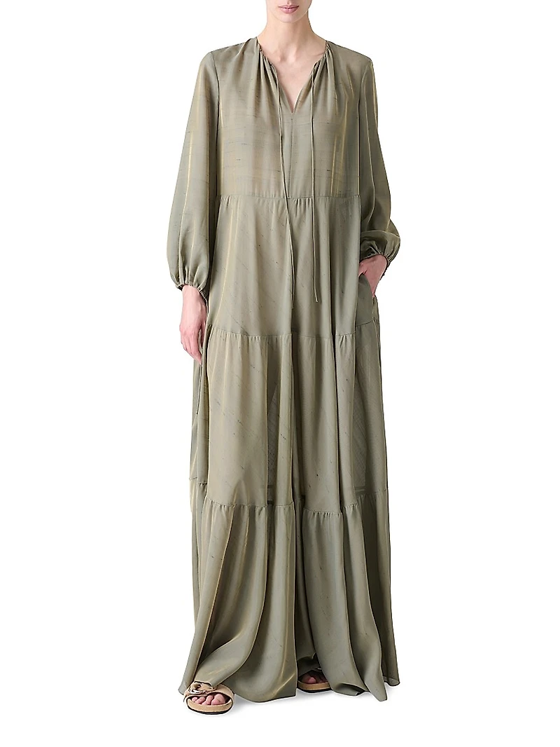 Boho Silk-Blend Midi-Dress