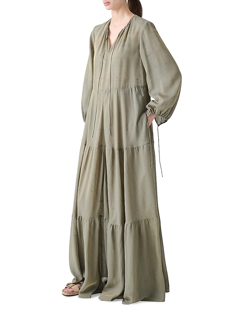 Boho Silk-Blend Midi-Dress