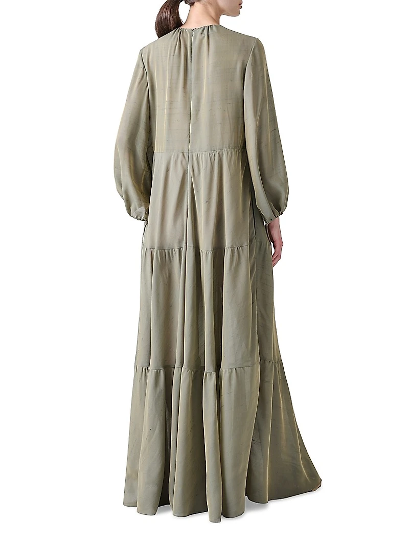 Boho Silk-Blend Midi-Dress