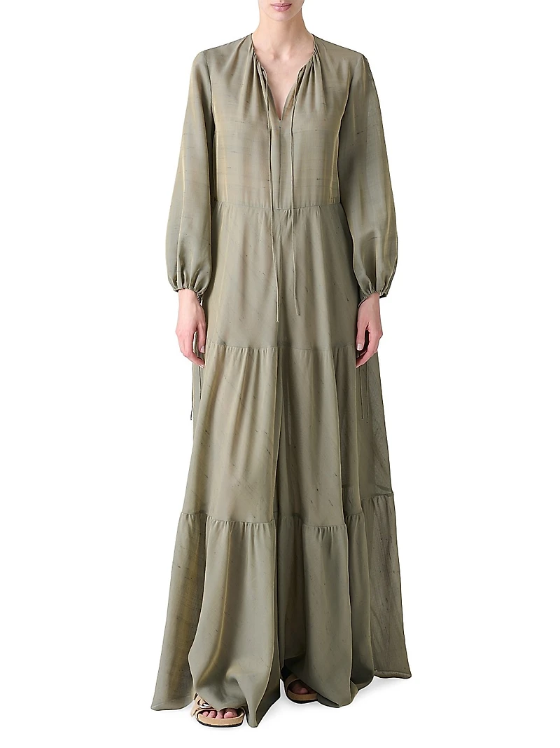 Boho Silk-Blend Midi-Dress