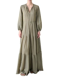 Boho Silk-Blend Midi-Dress