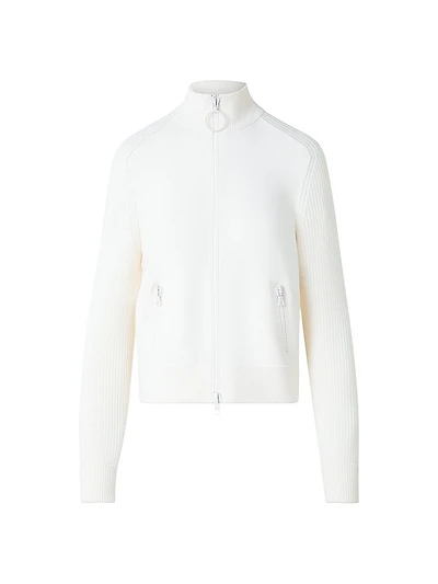Rib-Knit Wool Zip Cardigan