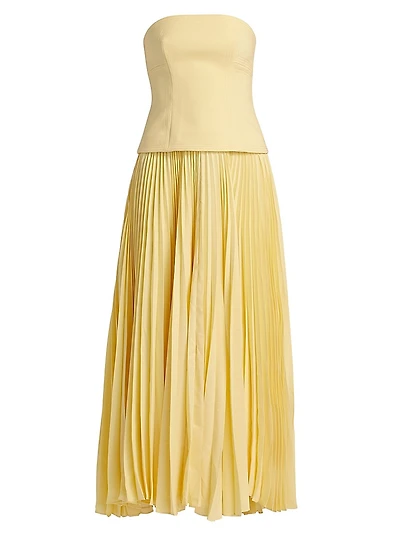 Brayswick Pleated Strapless Maxi-Dress