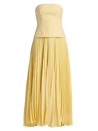 Brayswick Pleated Strapless Maxi-Dress