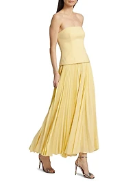 Brayswick Pleated Strapless Maxi-Dress