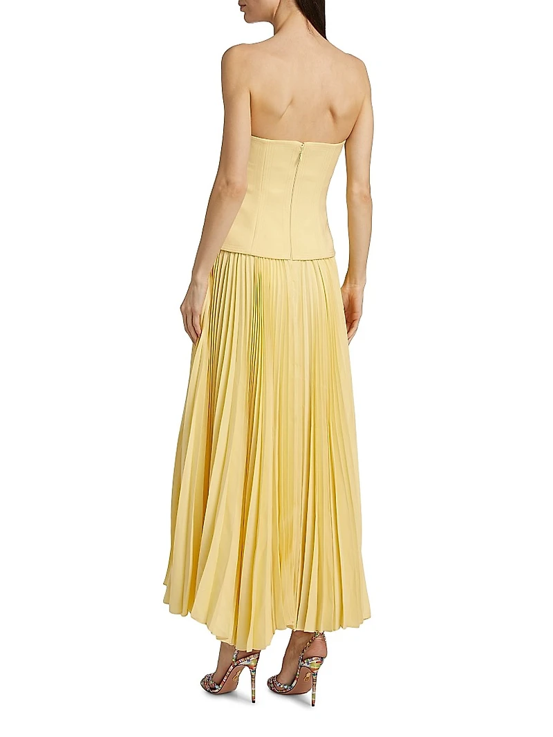 Brayswick Pleated Strapless Maxi-Dress