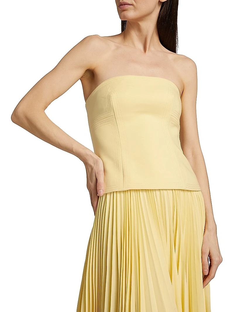 Brayswick Pleated Strapless Maxi-Dress