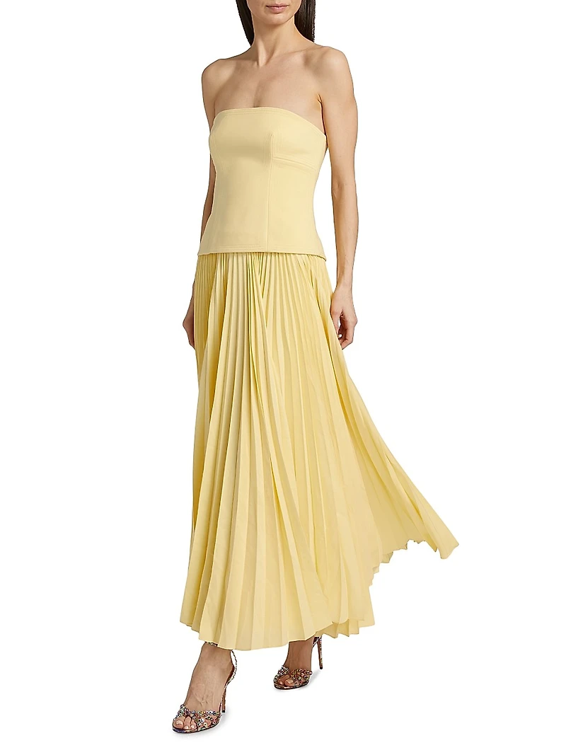 Brayswick Pleated Strapless Maxi-Dress