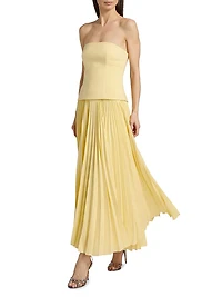 Brayswick Pleated Strapless Maxi-Dress
