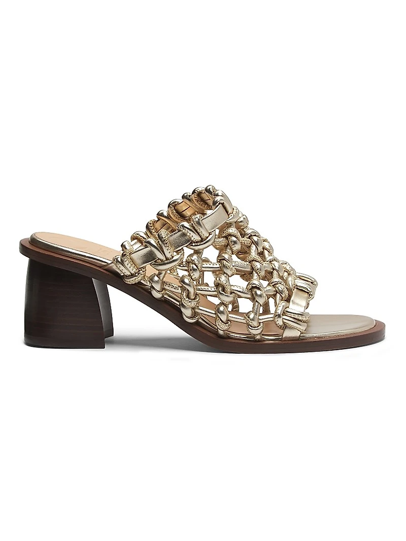 Nour Metallic Faux-Leather Sandals