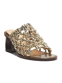 Nour Metallic Faux-Leather Sandals