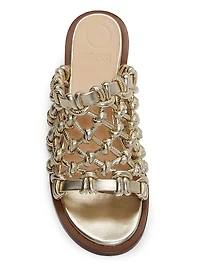 Nour Metallic Faux-Leather Sandals