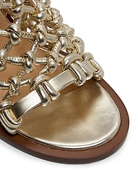 Nour Metallic Faux-Leather Sandals