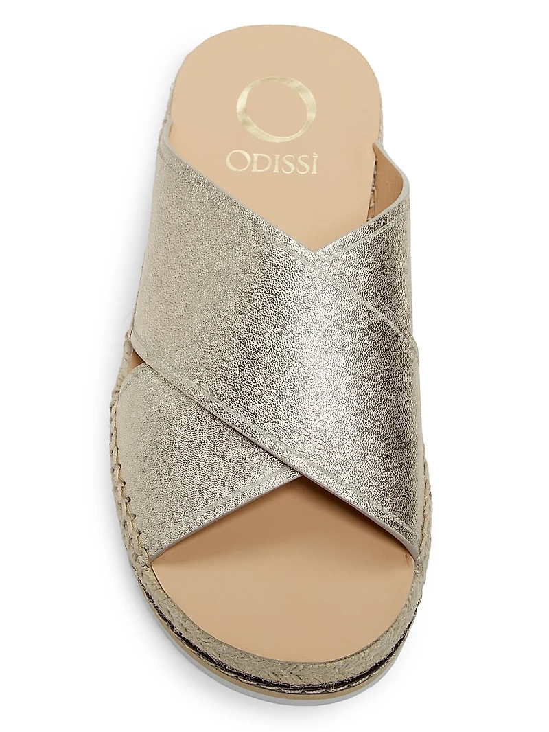 Lily Crisscross Leather Espadrille Sandals